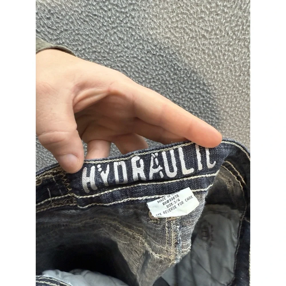 Hydraulic Jeans Womens 3/4 Blue Capri Thick Stitch‎ Flap Pocket Rockabilly Biker